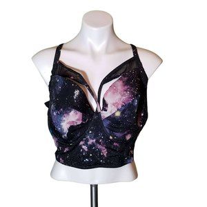 Torrid Galaxy Space Mesh Strappy Neckline Underwire Bikini Swim Top Plus Size 4X